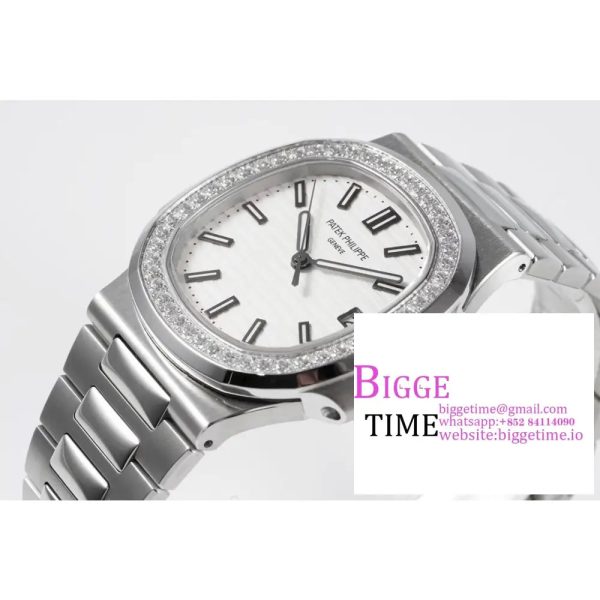Nautilus 5711 PPF 1:1 Best Edition White Dial Diamonds Bezel on SS Bracelet 324CS - Image 3