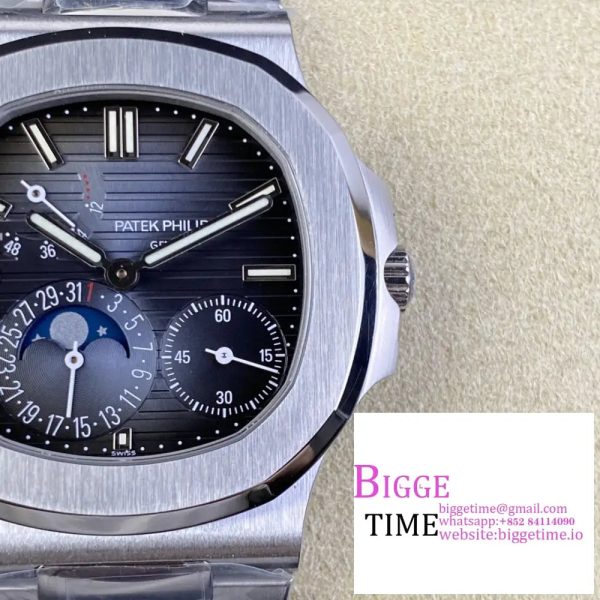 Nautilus 5712-1A 001 SS PPF 1:1 Latest and Best Edition Blue Dial on SS Bracelet A240  V4 - Image 4