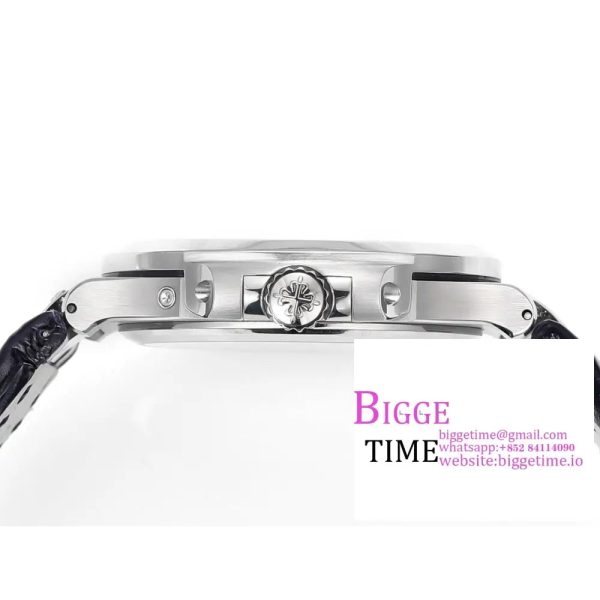 Nautilus 5712 SS PPF 1:1 Best Edition Gray Dial Diamonds Bezel on Black Leather Strap A240 Super Clone V2 - Image 6