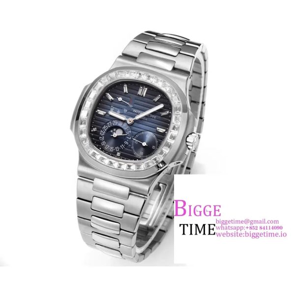 Nautilus 5724 40mm Diamond Bezel Blue Dial SS Bracelet PPF A240SC - Image 4