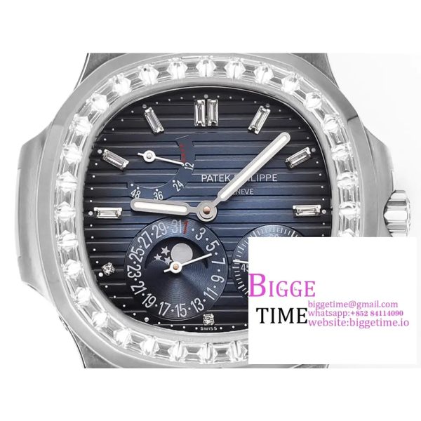 Nautilus 5724 40mm Diamond Bezel Blue Dial SS Bracelet PPF A240SC - Image 5