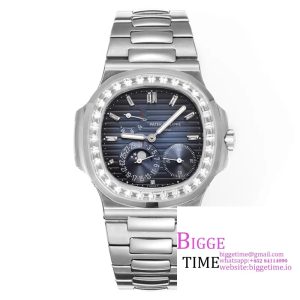 Nautilus 5724 40mm Diamond Bezel Blue Dial SS Bracelet PPF A240SC