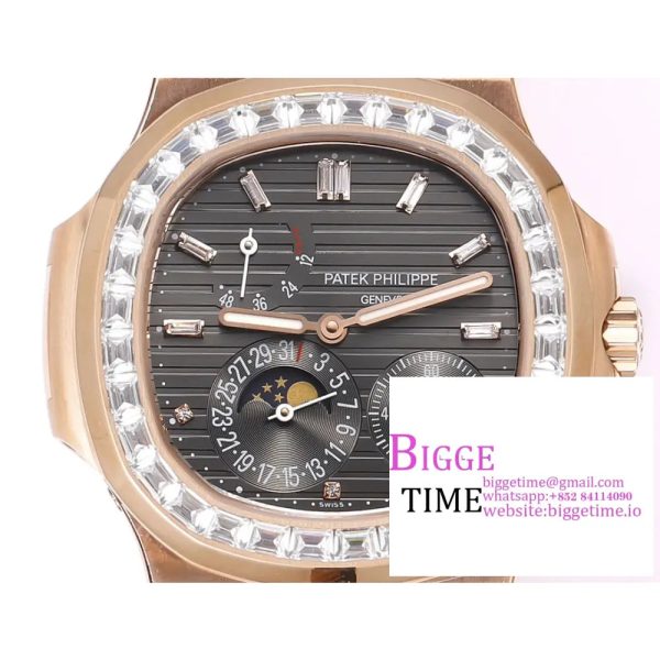 Nautilus 5724 40mm Diamond Bezel RG Grey Dial RG Bracelet PPF A240SC - Image 4