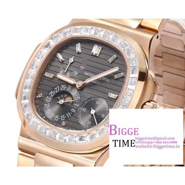 Nautilus 5724 40mm Diamond Bezel RG Grey Dial RG Bracelet PPF A240SC - Image 5
