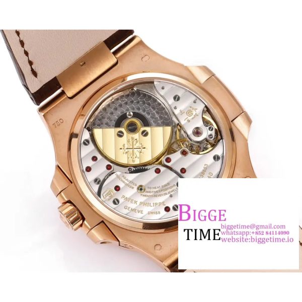 Nautilus 5724 40mm Diamond Bezel RG Grey Dial Brown Leather Strap PPF A240SC - Image 9