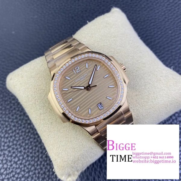 Nautilus 7118 35.2mm Ladies Diamond Bezel RG RG Dial RG Bracelet 3KF A324SC - Image 6