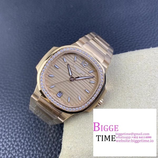 Nautilus 7118 35.2mm Ladies Diamond Bezel RG RG Dial RG Bracelet 3KF A324SC - Image 3