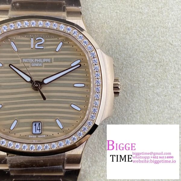 Nautilus 7118 35.2mm Ladies Diamond Bezel RG RG Dial RG Bracelet 3KF A324SC - Image 2