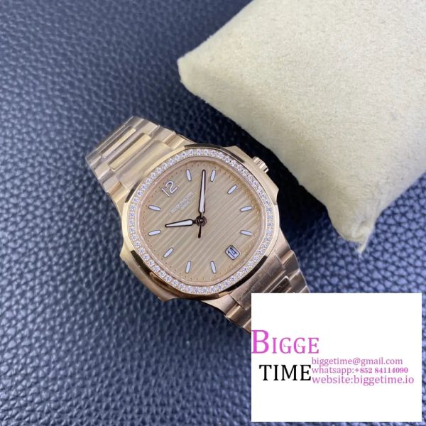 Nautilus 7118 35.2mm Ladies Diamond Bezel RG RG Dial RG Bracelet 3KF A324SC - Image 5