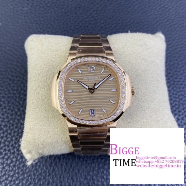 Nautilus 7118 35.2mm Ladies Diamond Bezel RG RG Dial RG Bracelet 3KF A324SC