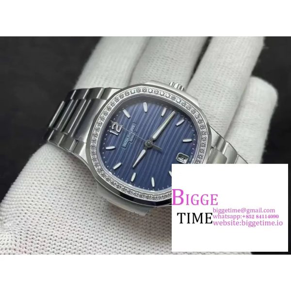 Nautilus 7118 Ladies 3KF 1:1 Best Edition Blue Dial Diamonds Bezel on SS Bracelet A324 - Image 5