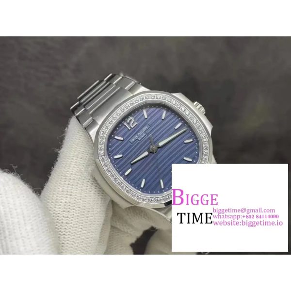 Nautilus 7118 Ladies 3KF 1:1 Best Edition Blue Dial Diamonds Bezel on SS Bracelet A324 - Image 2