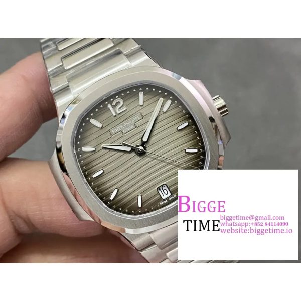 Nautilus 7118 Ladies 3KF 1:1 Best Edition Gray Dial Diamonds Bezel on SS Bracelet A324 - Image 2