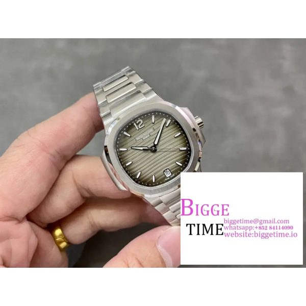 Nautilus 7118 Ladies 3KF 1:1 Best Edition Gray Dial Diamonds Bezel on SS Bracelet A324 - Image 4