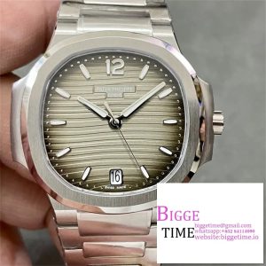 Nautilus 7118 Ladies 3KF 1:1 Best Edition Gray Dial Diamonds Bezel on SS Bracelet A324