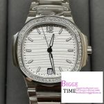 Nautilus 7118 Ladies 3KF 1:1 Best Edition White Dial Diamonds Bezel on SS Bracelet A324