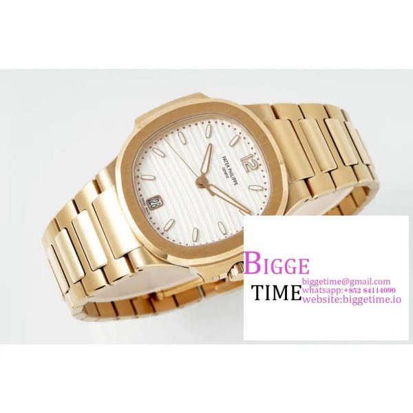 Nautilus 7118 Ladies RG PPF 1:1 Best Edition White Dial on RG Bracelet 324CS - Image 6