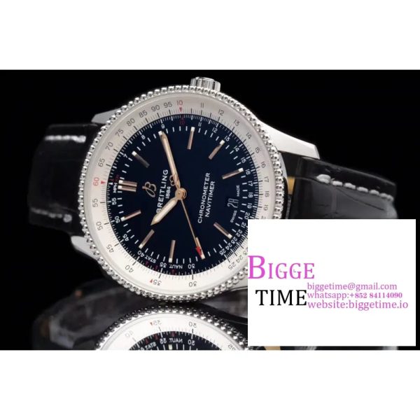 Navitimer 1 SS 41mm TF 1:1 Best Edition Black Dial on Black Croco Strap A2824 - Image 6