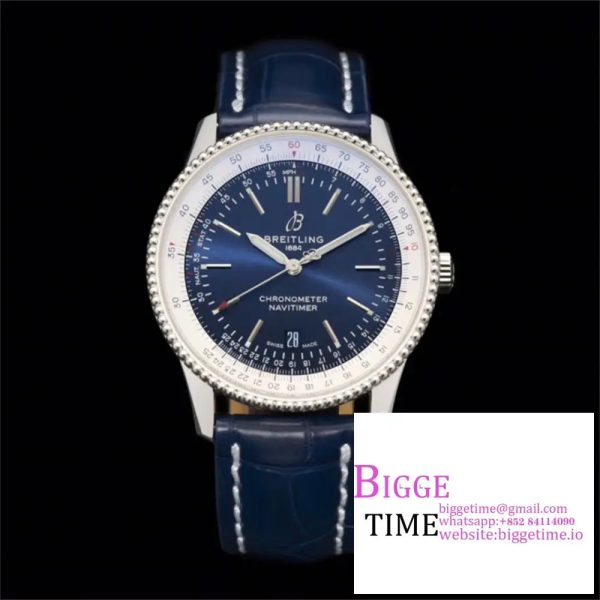 Navitimer 1 SS 41mm TF 1:1 Best Edition Blue Dial on Blue Croco Strap A2824