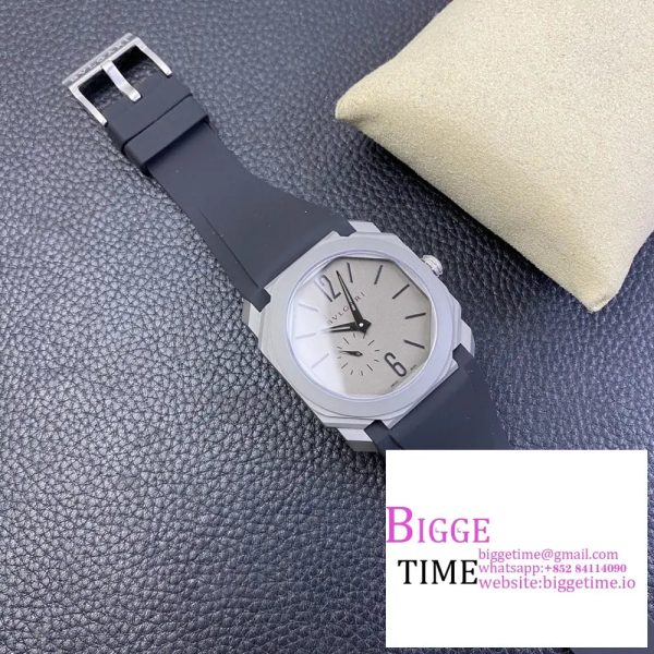 Octo Finissimo 40mm Grey Dial Black Rubber Strap BVF MY9015 - Image 6