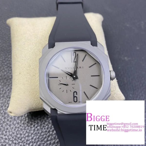 Octo Finissimo 40mm Grey Dial Black Rubber Strap BVF MY9015