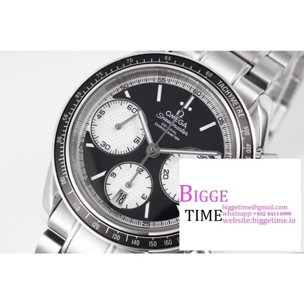 Omega HRF Speedmaster Racing Chronograph 40 Black/ White Dial Black Tachymeter Bezel on SS Bracelet C3330 - Image 4