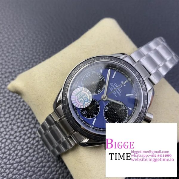 Omega HRF Speedmaster Racing Chronograph 40 BlueDial Black Tachymeter Bezel on SS Bracelet C3330 - Image 5