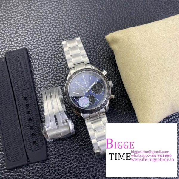 Omega HRF Speedmaster Racing Chronograph 40 BlueDial Black Tachymeter Bezel on SS Bracelet C3330 - Image 7