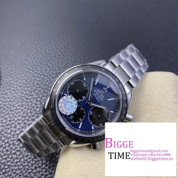 Omega HRF Speedmaster Racing Chronograph 40 BlueDial Black Tachymeter Bezel on SS Bracelet C3330 - Image 6
