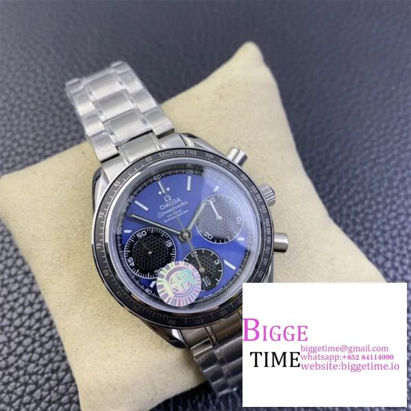 Omega HRF Speedmaster Racing Chronograph 40 BlueDial Black Tachymeter Bezel on SS Bracelet C3330 - Image 2