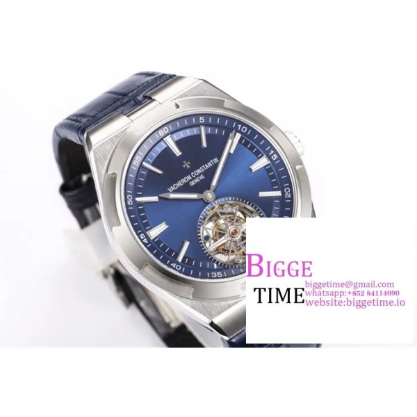 Overseas Tourbillon 42.5mm 6000V Blue Dial Blue Leather Strap BBRF Tourb - Image 4
