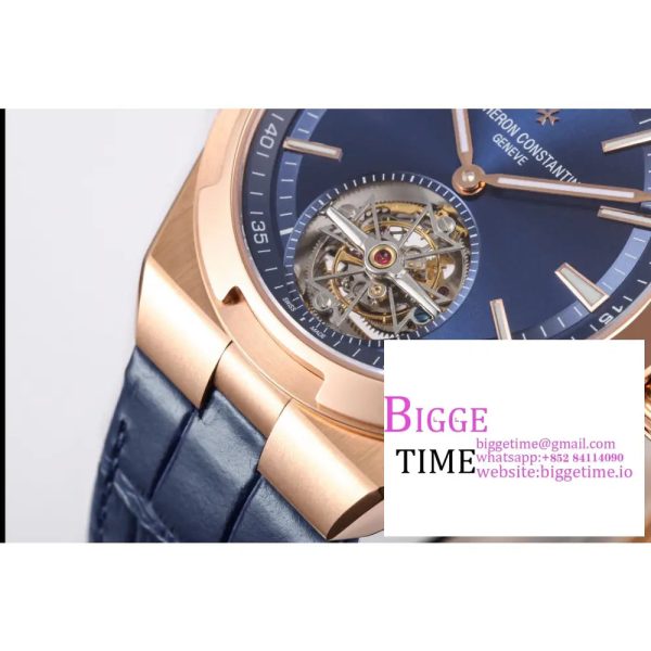 Overseas Tourbillon Ref 6000V RG BBRF 1:1 Best Edition Blue Dial on Black Leather Straps Tourb - Image 6