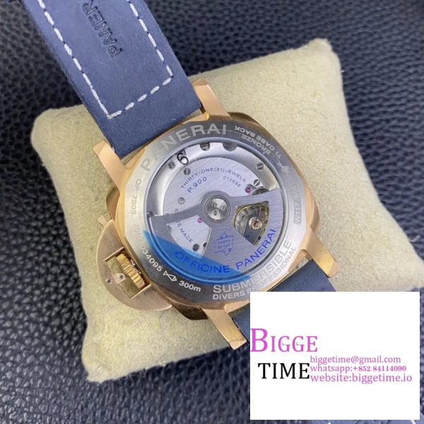 PAM1074 Submersible QuarantaQuattro Bronze VSF 1:1 Best Version Blue Dial on Leather Strap P900 - Image 9