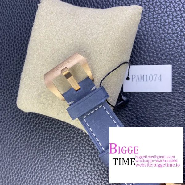 PAM1074 Submersible QuarantaQuattro Bronze VSF 1:1 Best Version Blue Dial on Leather Strap P900 - Image 8