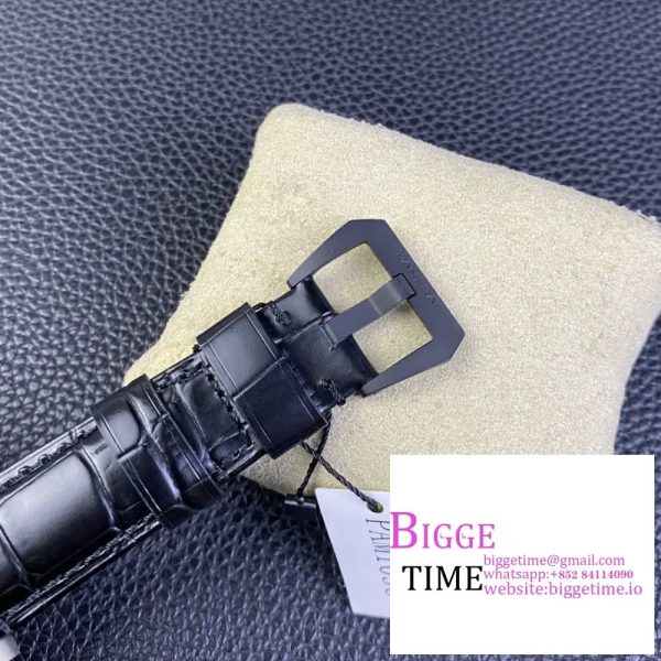 PAM1096 W Luminor GMT 42mm Titanium VSF 1:1 Best Edition Black Dial on Black Leather Strap P.9011 - Image 7