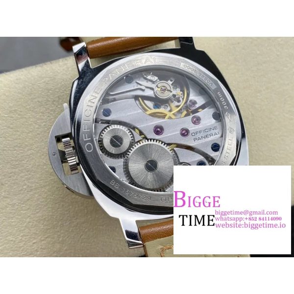 PAM113 Luminor Marina SS HWF 1:1 Best Edition White Dial on Brown Leather Strap A6497 - Image 9