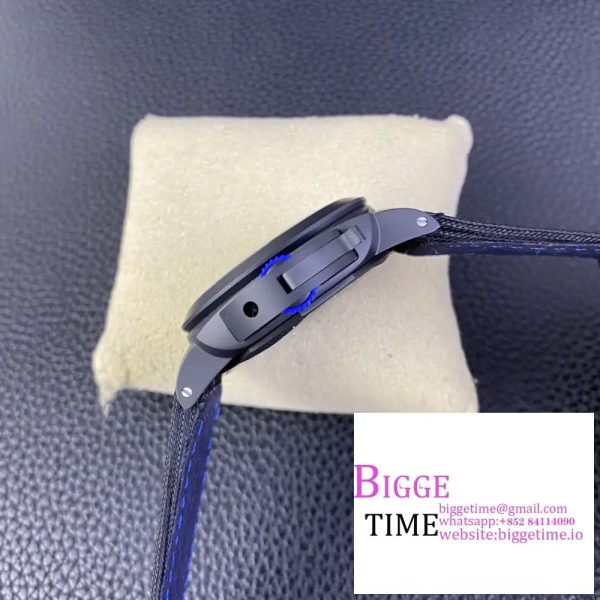 PAM1176 Ceramic Bucherer BLUE VSF 1:1 Black Dial On Blue Textile Strap P.9011 - Image 6