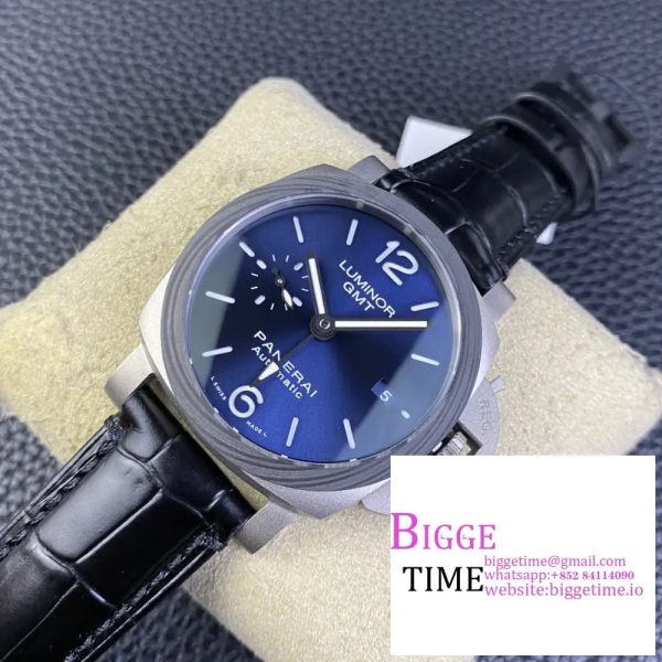 PAM1279 X Luminor GMT 42mm Titanium VSF 1:1 Best Edition Blue Dial on Black Leather Strap P.9011 - Image 6