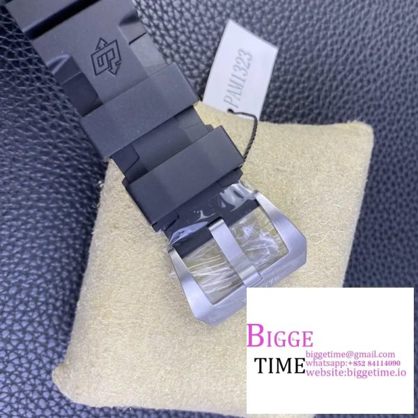 PAM1323 Y GMT VSF 1:1 Best Edition Dark Gray Dial on Black Rubber Strap P9011 - Image 8