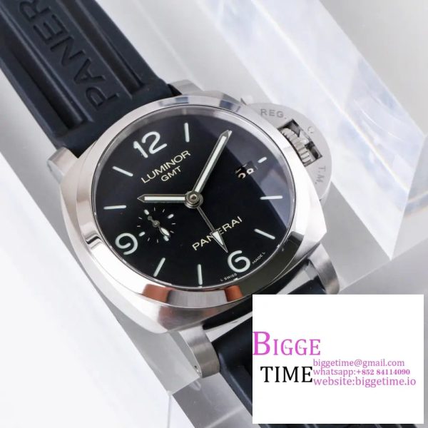 PAM320 M GMT VSF 1:1 Best Edition on Black Rubber Strap P.9001  V2 - Image 6