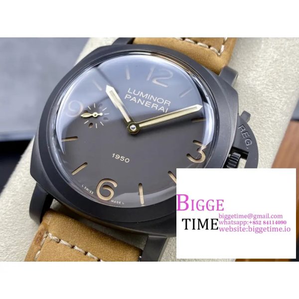 PAM375 N V6F 1:1 Best Edition Black Dial on Brown Asso Strap P3000 - Image 2