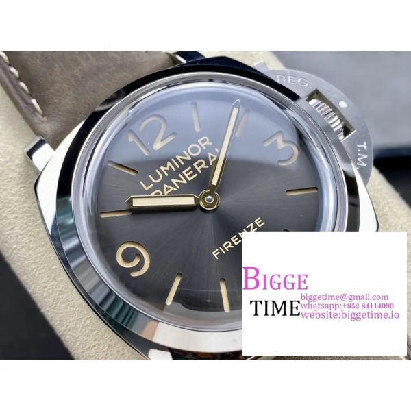 PAM605 Luminor 47mm HWF 1:1 Best Edition Black Dial on Gray Leather Strap A6497 - Image 3