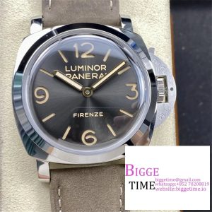 PAM605 Luminor 47mm HWF 1:1 Best Edition Black Dial on Gray Leather Strap A6497