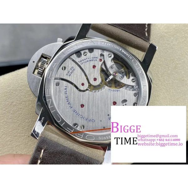 PAM605 Luminor 47mm HWF 1:1 Best Edition Black Dial on Gray Leather Strap A6497 - Image 9