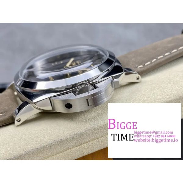 PAM605 Luminor 47mm HWF 1:1 Best Edition Black Dial on Gray Leather Strap A6497 - Image 8
