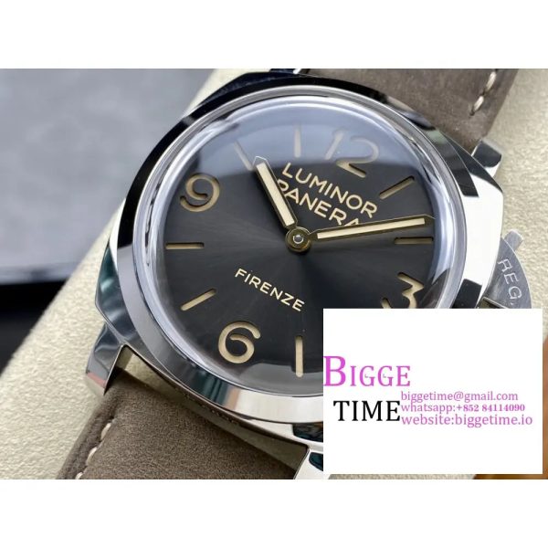 PAM605 Luminor 47mm HWF 1:1 Best Edition Black Dial on Gray Leather Strap A6497 - Image 2