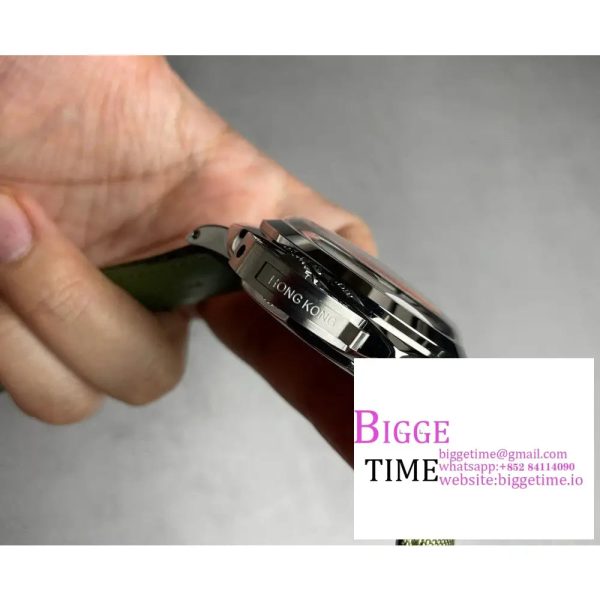 PAM606 Luminor 47mm HWF 1:1 Best Edition Black Dial on Green Nylon Cladded Leather Strap A6497 - Image 2