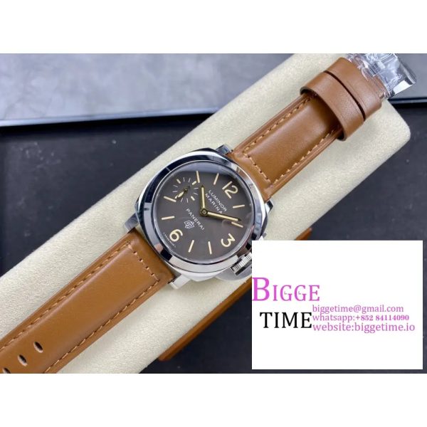 PAM632 Luminor Marina Logo SS HWF 1:1 Best Edition Brown Dial on Brown Leather Strap A6497 - Image 4