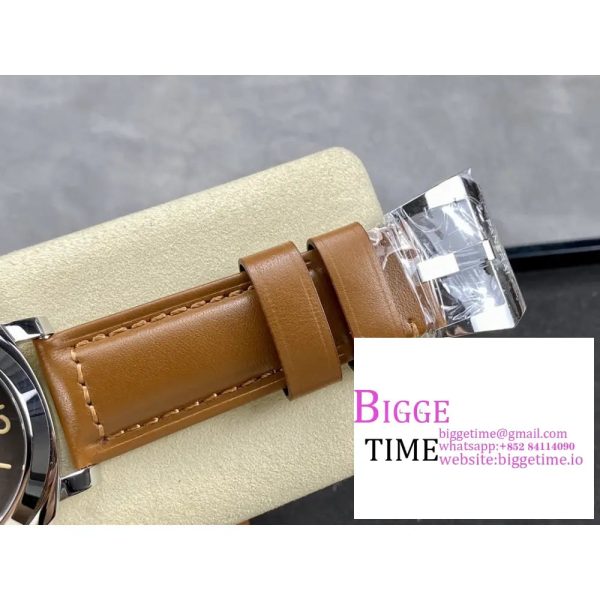PAM632 Luminor Marina Logo SS HWF 1:1 Best Edition Brown Dial on Brown Leather Strap A6497 - Image 7