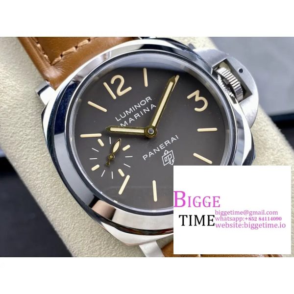 PAM632 Luminor Marina Logo SS HWF 1:1 Best Edition Brown Dial on Brown Leather Strap A6497 - Image 2